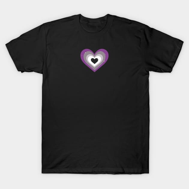 Asexual Ace Flag Heart T-Shirt by Cosmic Latte
